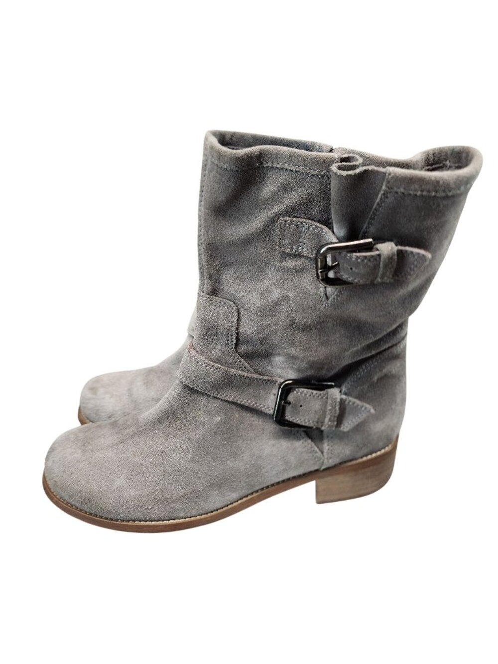 Garnet Hill Shoes Womens Size 9.5 Gray Leather Ankle Boots *Read*